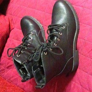 Woman's black combat boots